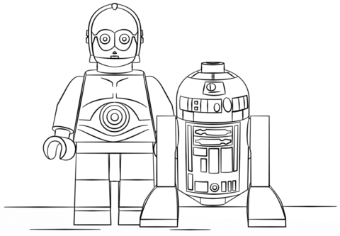 Lego R2D2 And C3Po Coloring Page